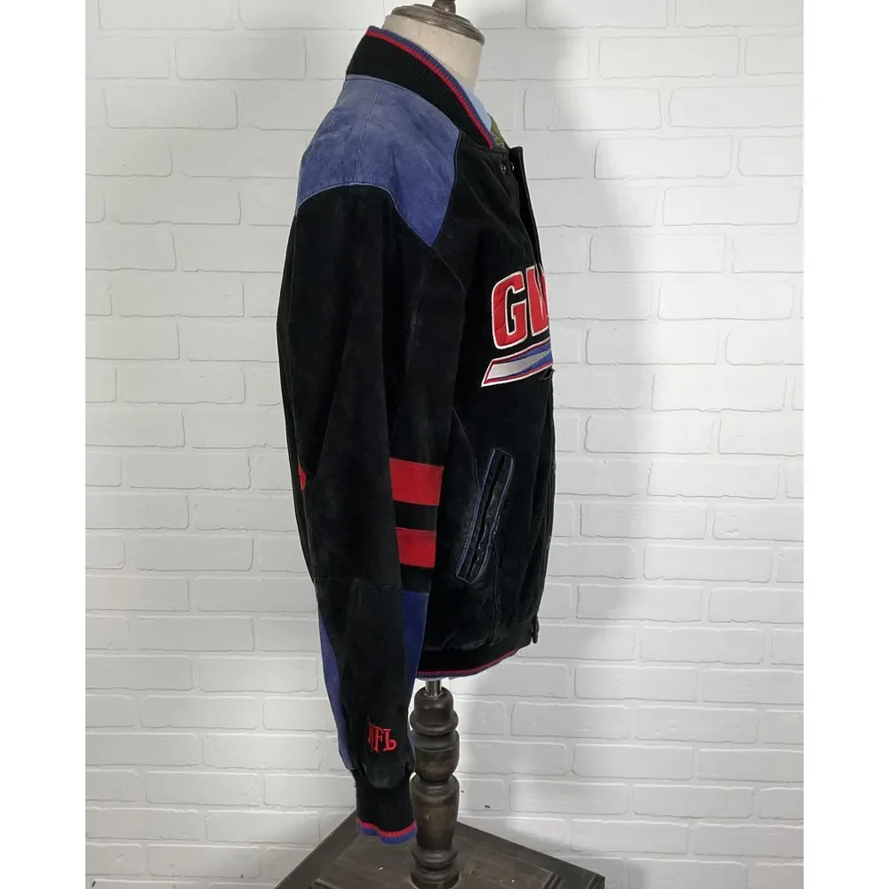 GIII NFL Jacket Men‎ M NEW YORK GIANTS Stitched Logo Varsity Bomber Outerwear